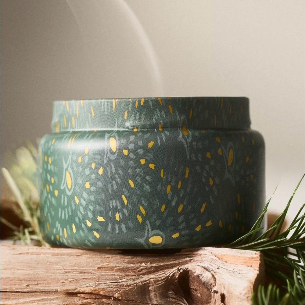 Anthropologie NWT Capri Blue Woody Fir & Firewood Tin Candle